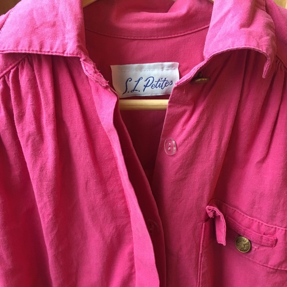 Hot pink vintage collared dress with buttons - Picture 2 of 7